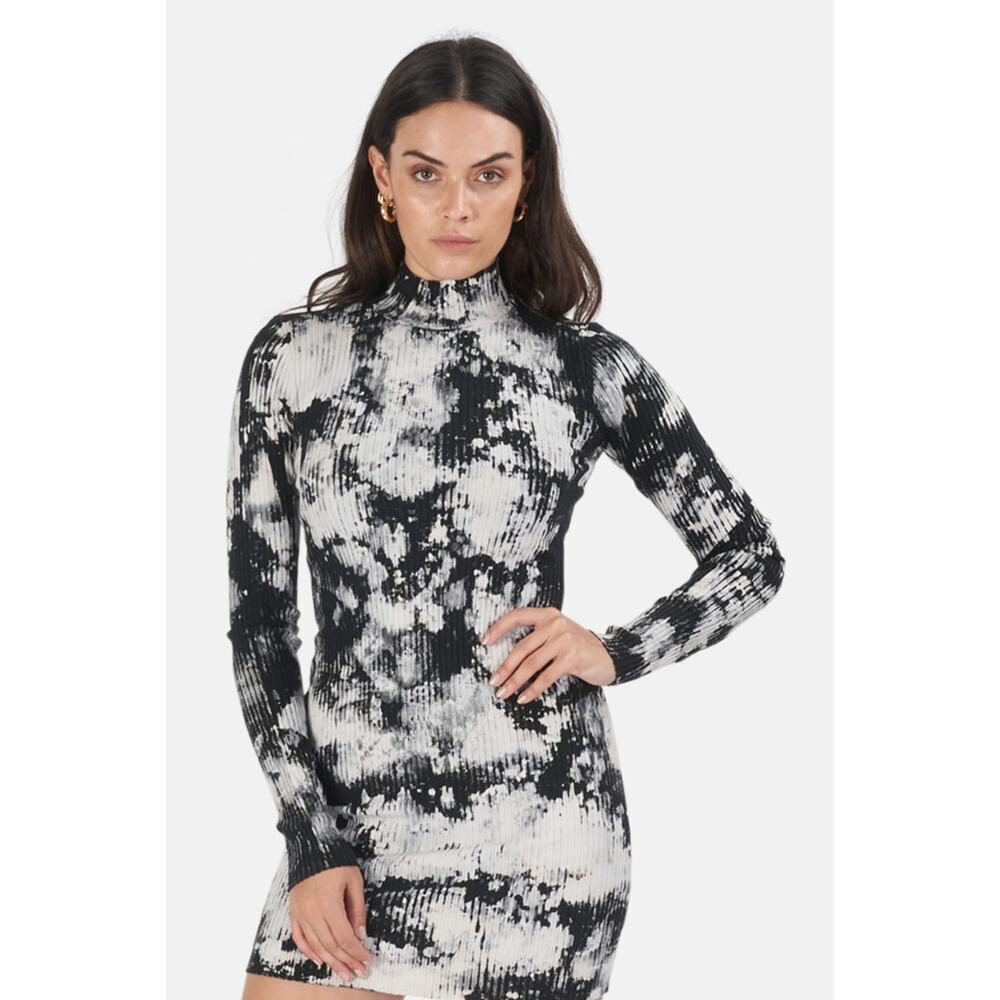 Cotton Citizen Ibiza Tie Dye Dress in Graphite Splatter Sz Small MSRP $185